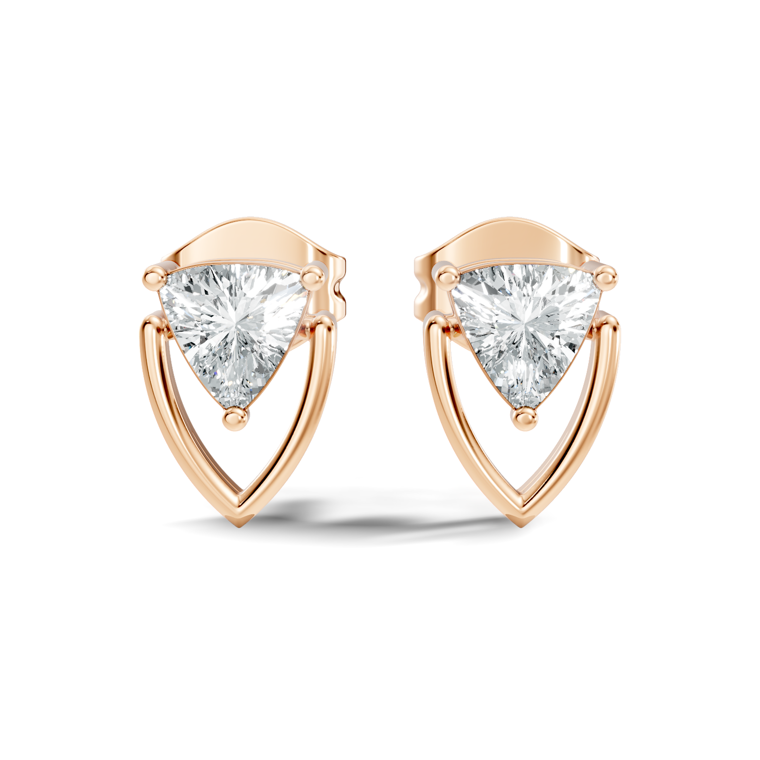 Trillion Cut Diamond Geometric Open Frame Stud