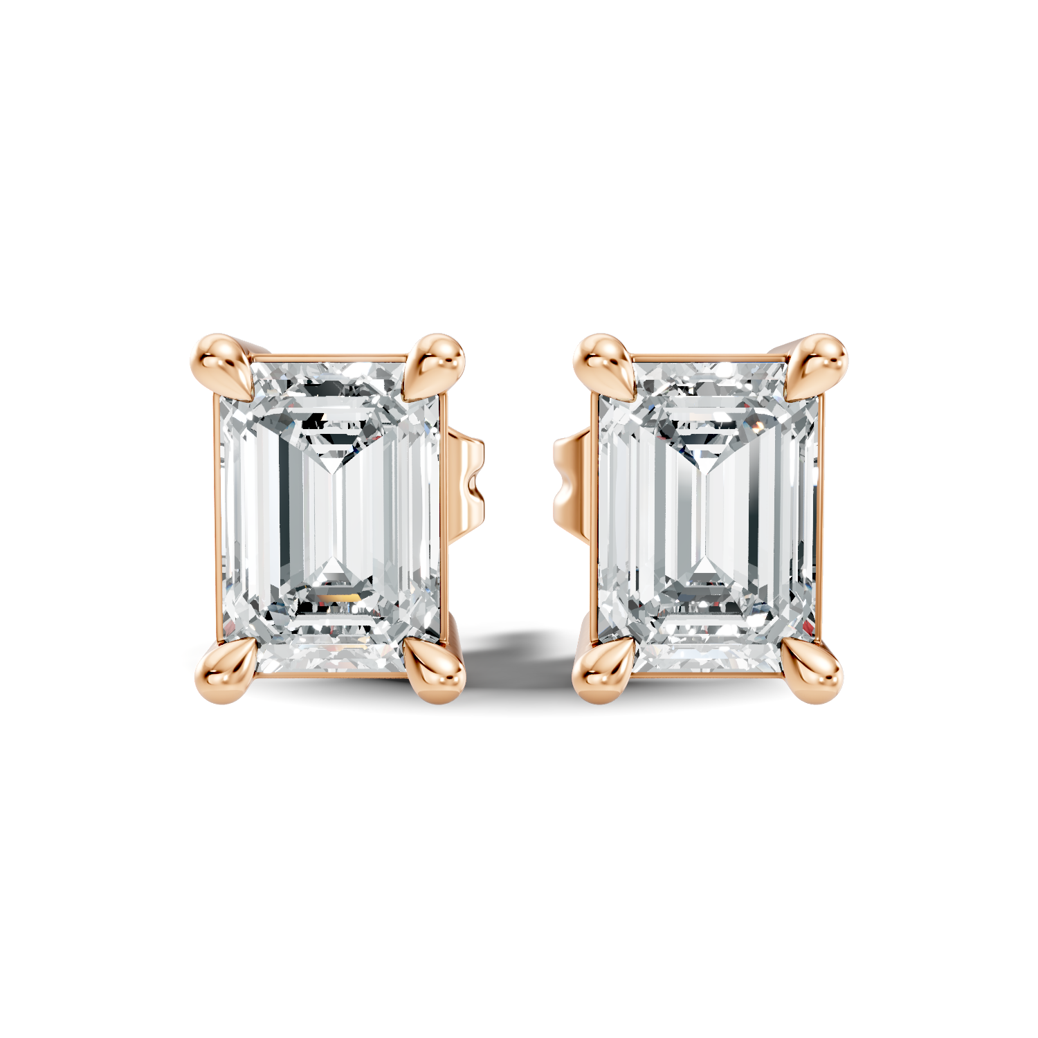 Classic Emerald Cut Solitaire Diamond Stud