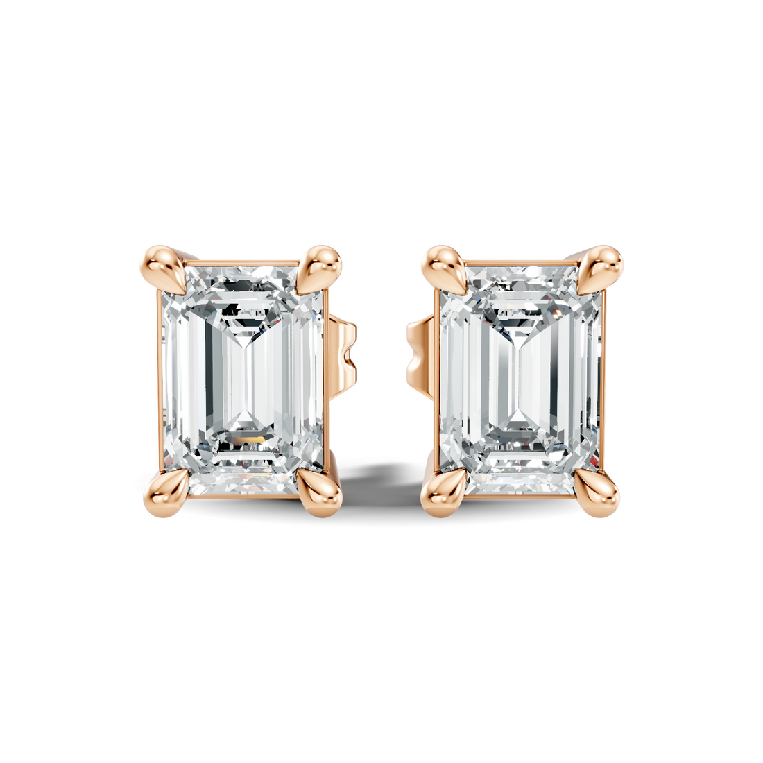 Classic Emerald Cut Solitaire Diamond Stud