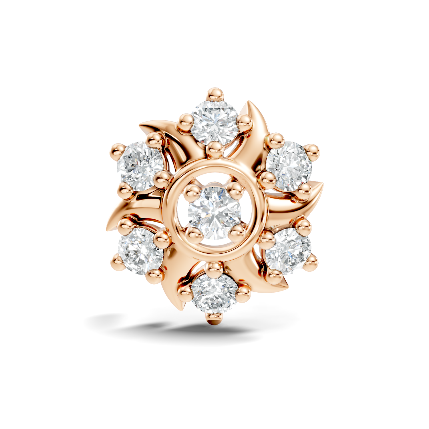Solar Swirl Floral Seven-Stone Diamond Nose Pin