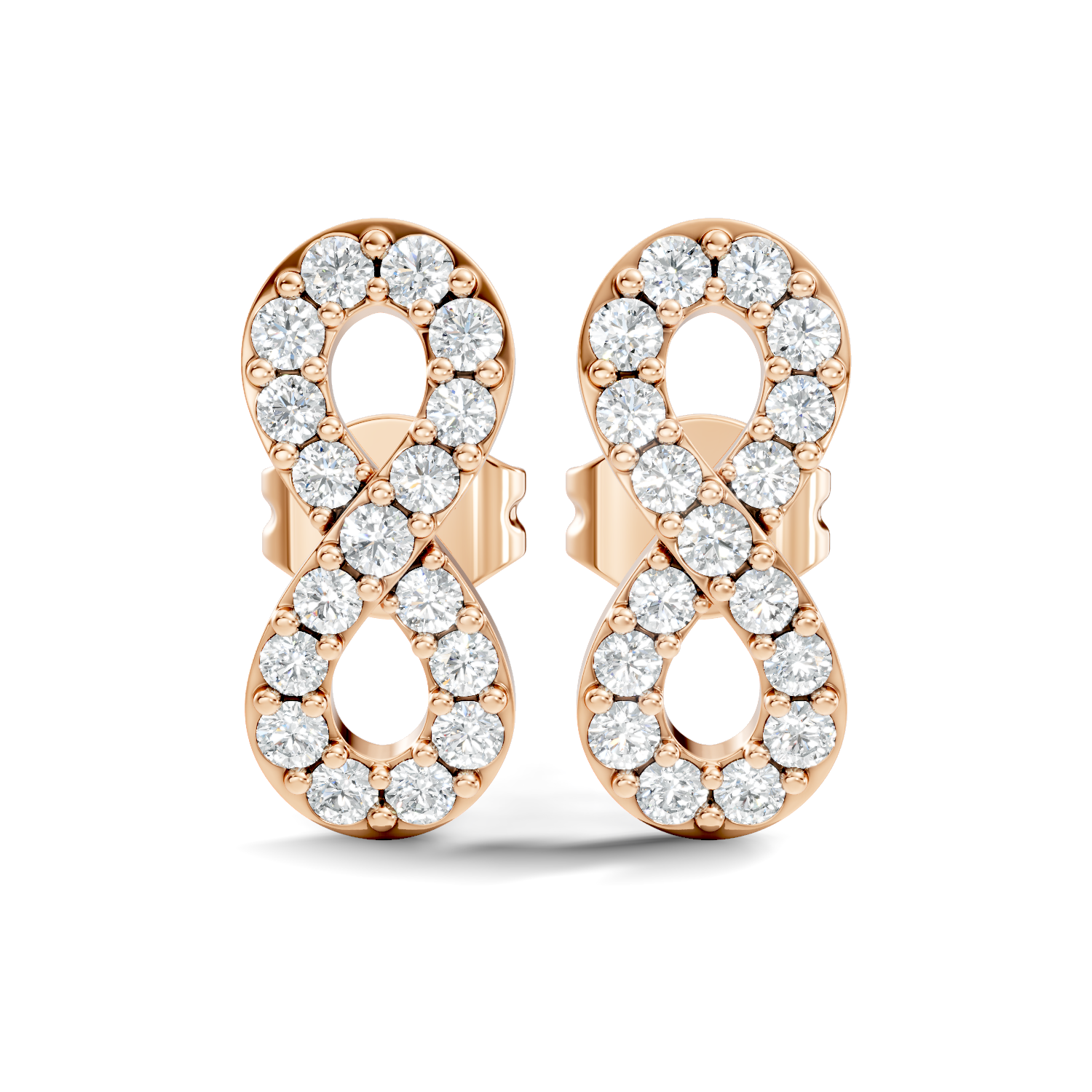 Round Diamond Infinity Loop Cluster Stud