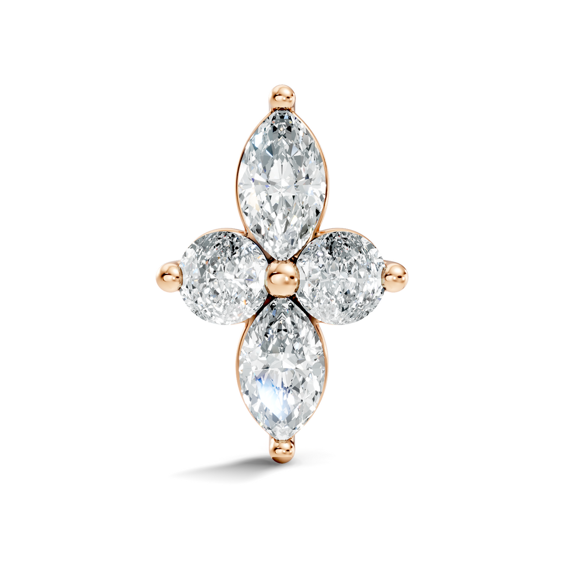 Marquise & Round Floral Cross Diamond Nose Pin