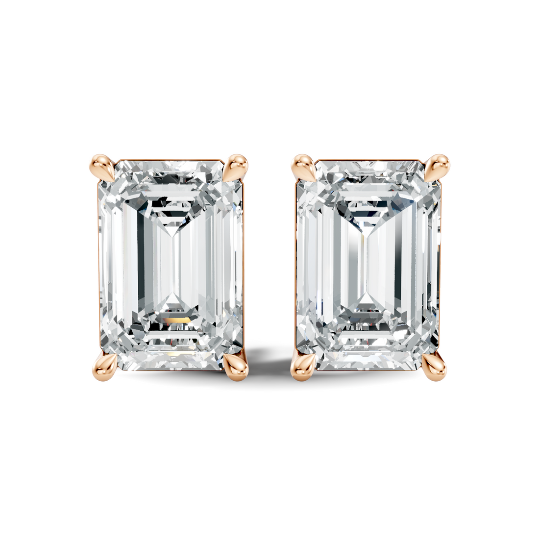 Emerald Cut Diamond Four-Prong Solitaire Stud (6.41 TCW)