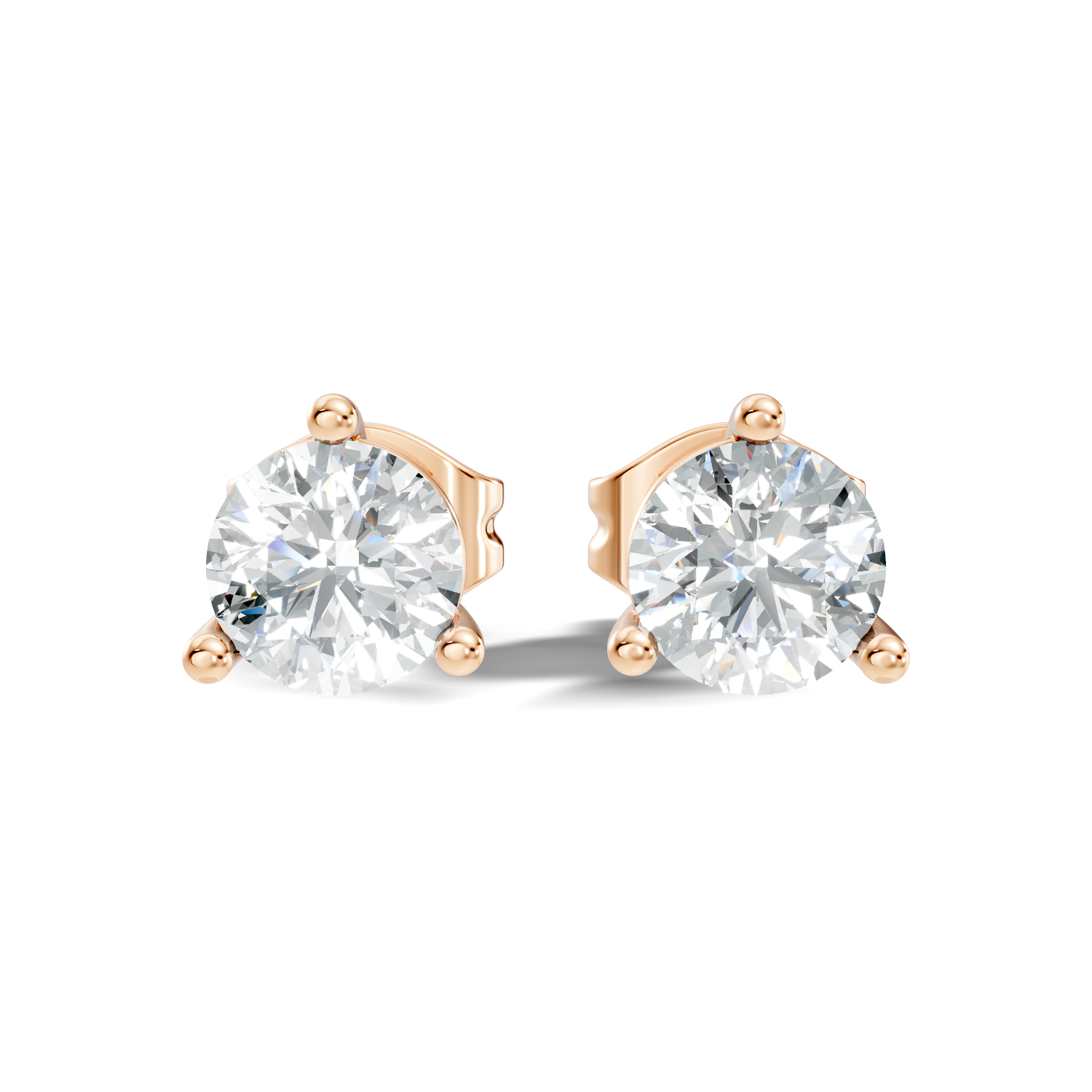 Round Brilliant Cut Diamond Three-Prong Solitaire Stud (2.06 TCW)