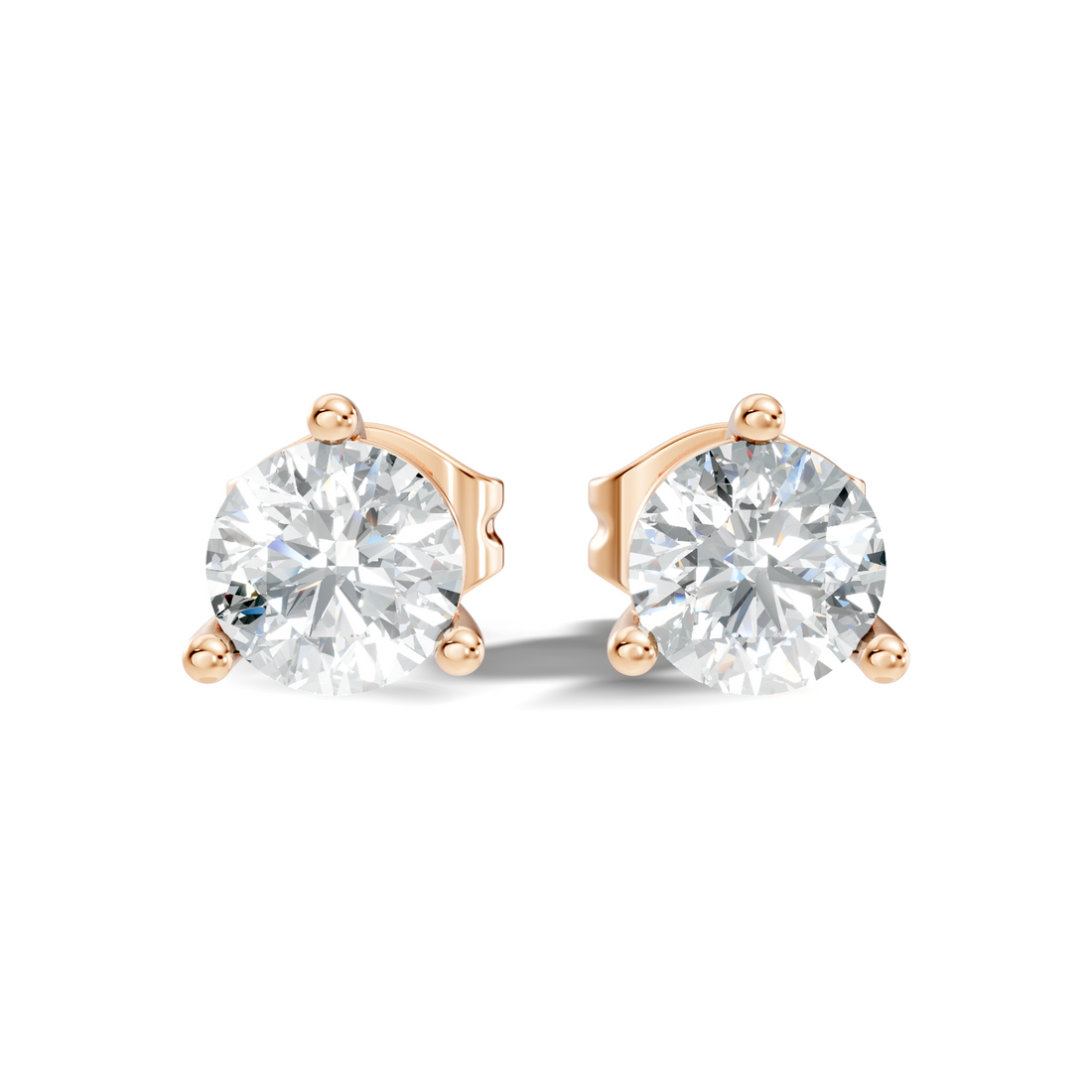 Round Brilliant Cut Diamond Three-Prong Solitaire Stud (2.06 TCW)