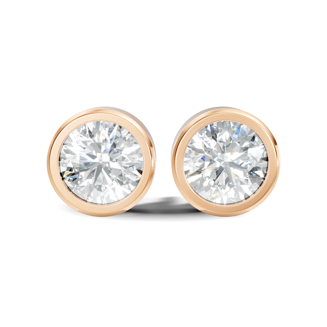 Round Diamond Bezel Set Solitaire Stud Earrings (0.80 TCW)