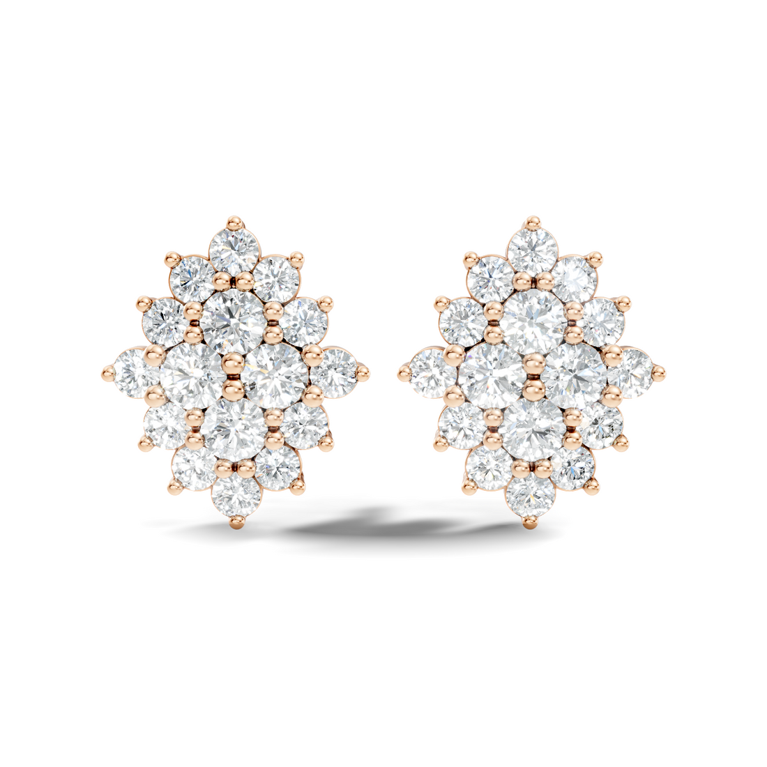 Round Brilliant Diamond Navette Cluster Stud