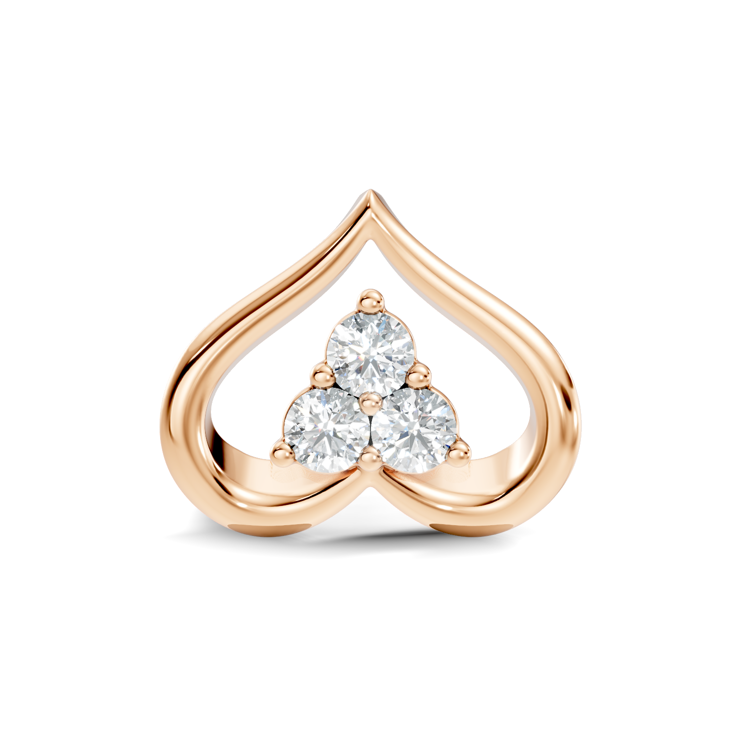 Open Heart Trio Diamond Nose Pin