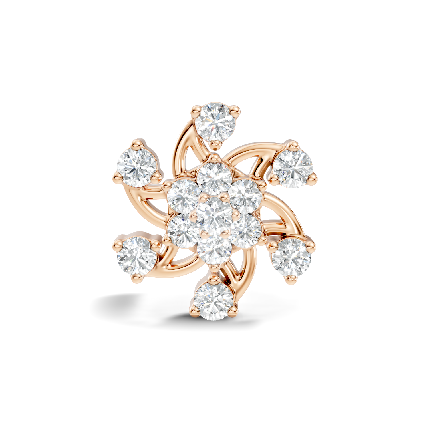 Swirl Pinwheel Floral Diamond Nose Pin