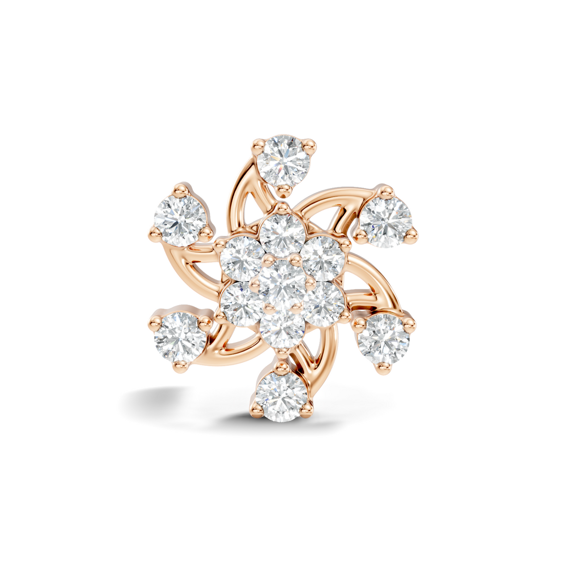 Swirl Pinwheel Floral Diamond Nose Pin