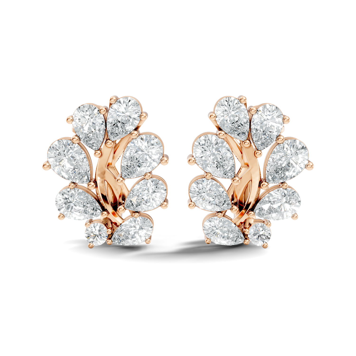 Pear-Cut Diamond Cluster Blossom Stud