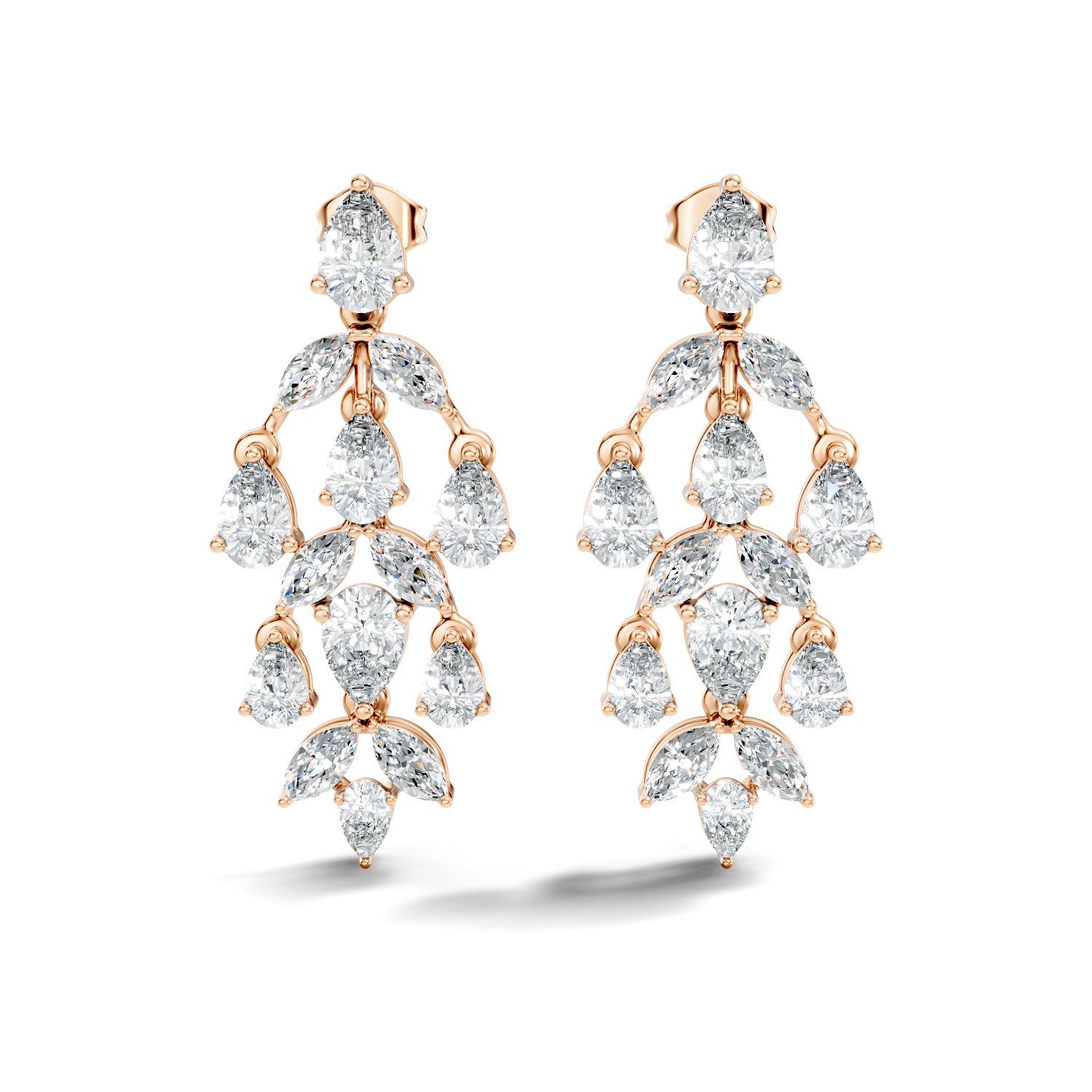 Chandelier Pear & Marquise Diamond Statement Earrings