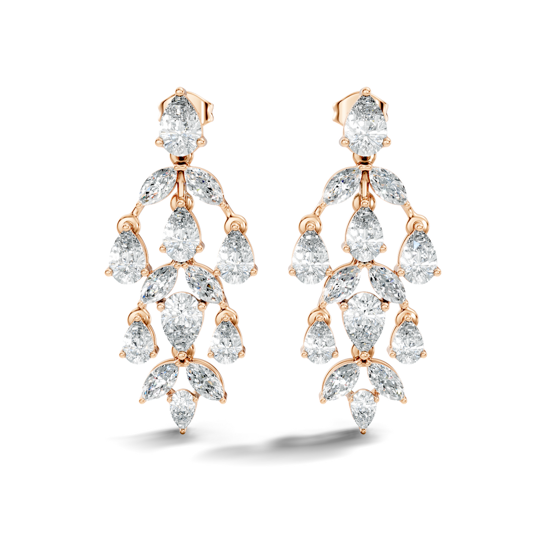 Chandelier Pear & Marquise Diamond Statement Earrings