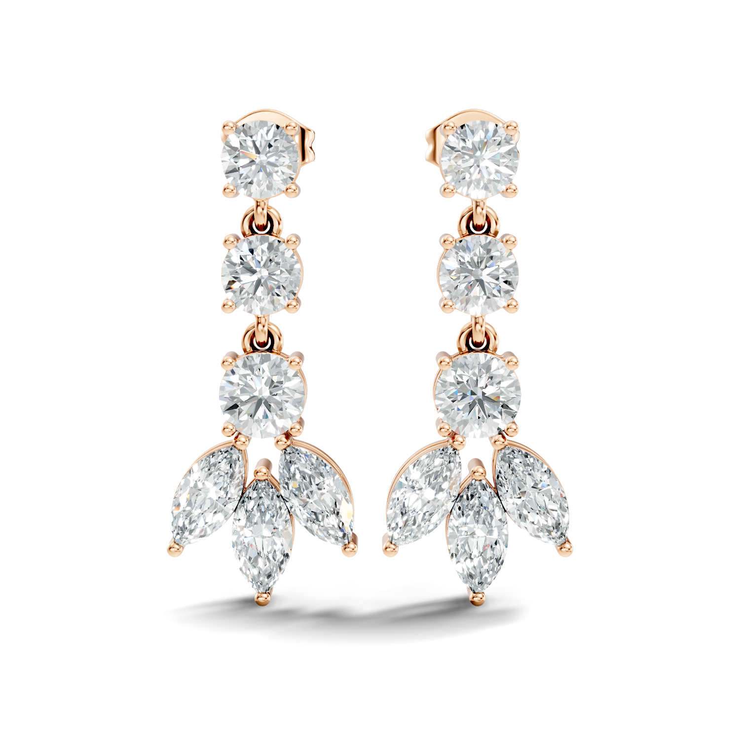 Linear Cascade Marquise Diamond Drop Earrings