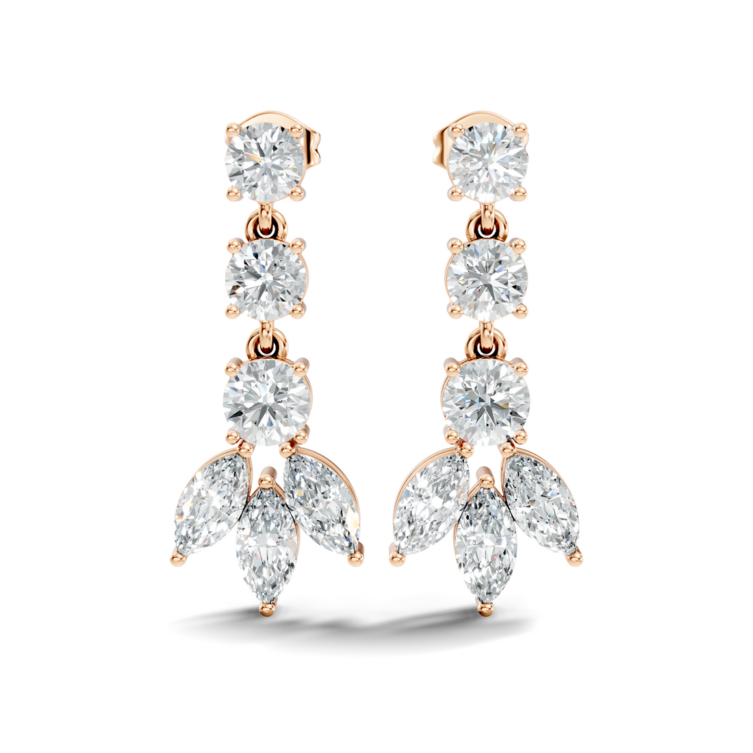 Linear Cascade Marquise Diamond Drop Earrings