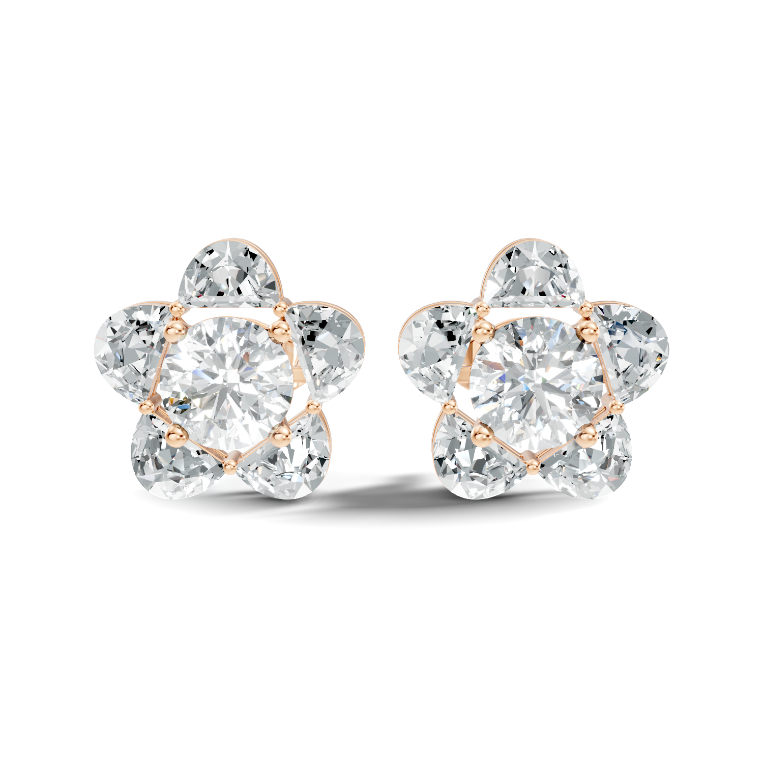 5-Petal Floral Solitaire Stud