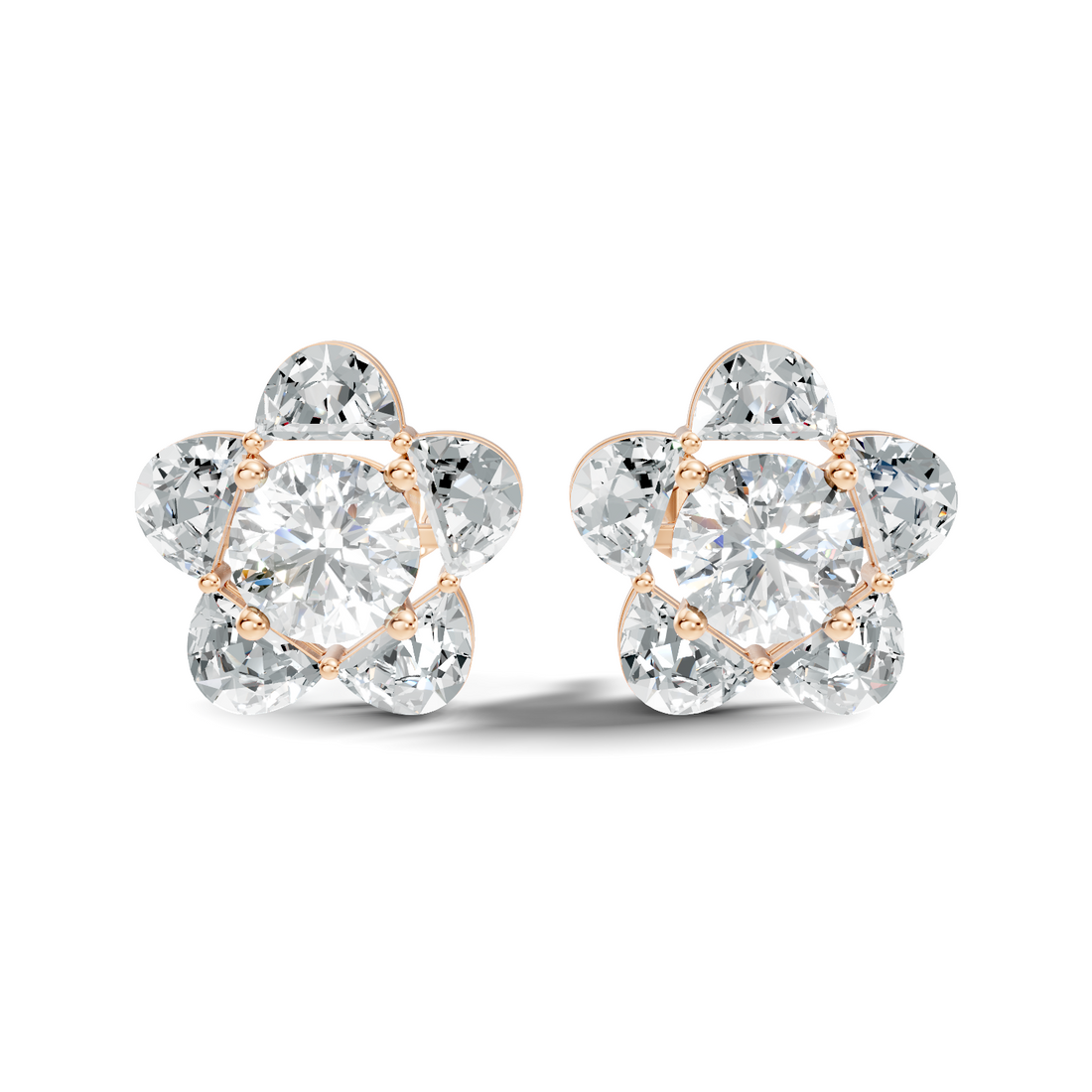 5-Petal Floral Solitaire Stud