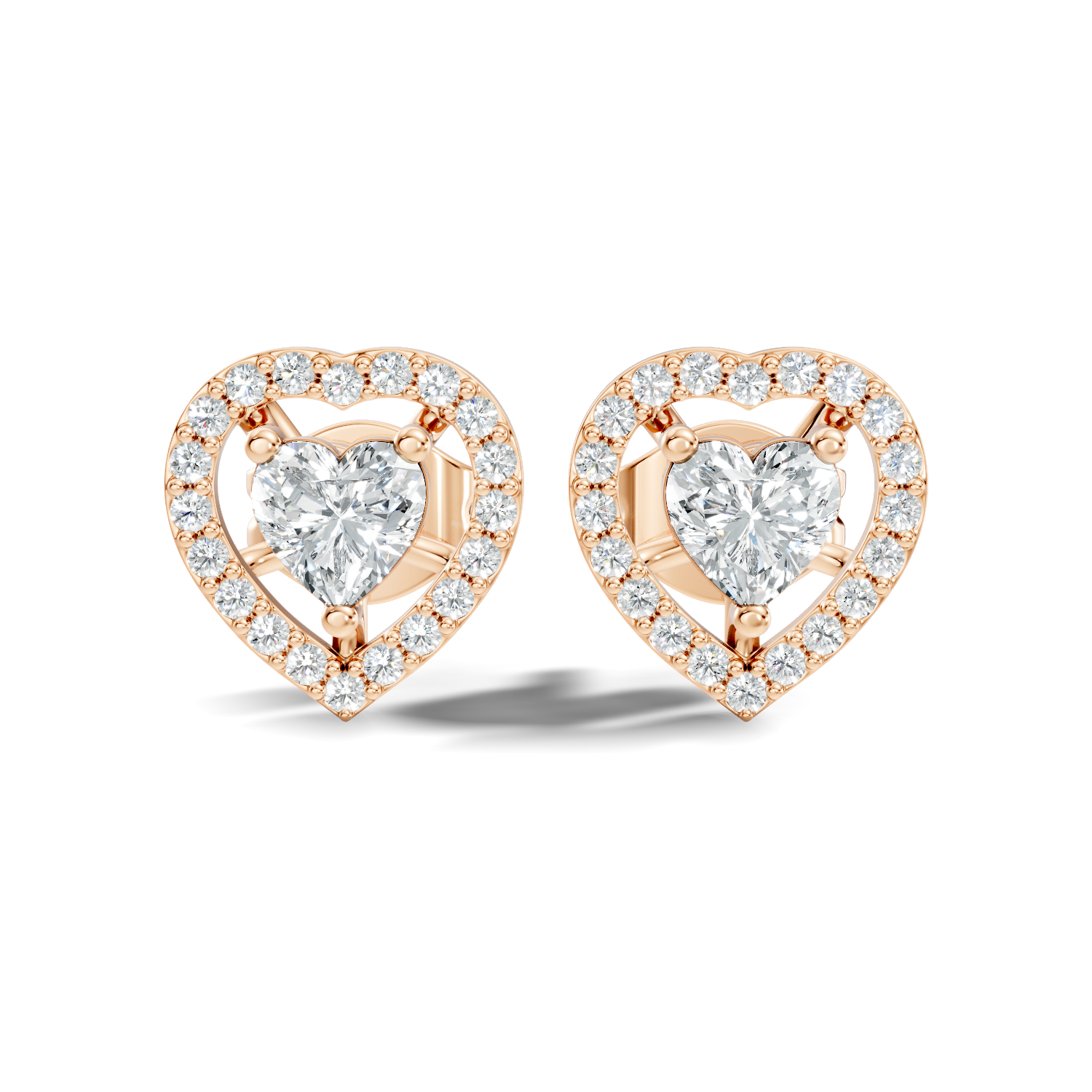 Heart Cut Diamond Floating Open Halo Stud