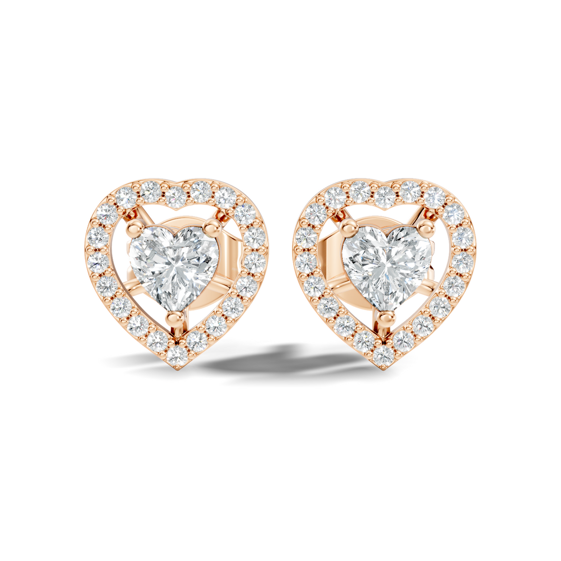 Heart Cut Diamond Floating Open Halo Stud
