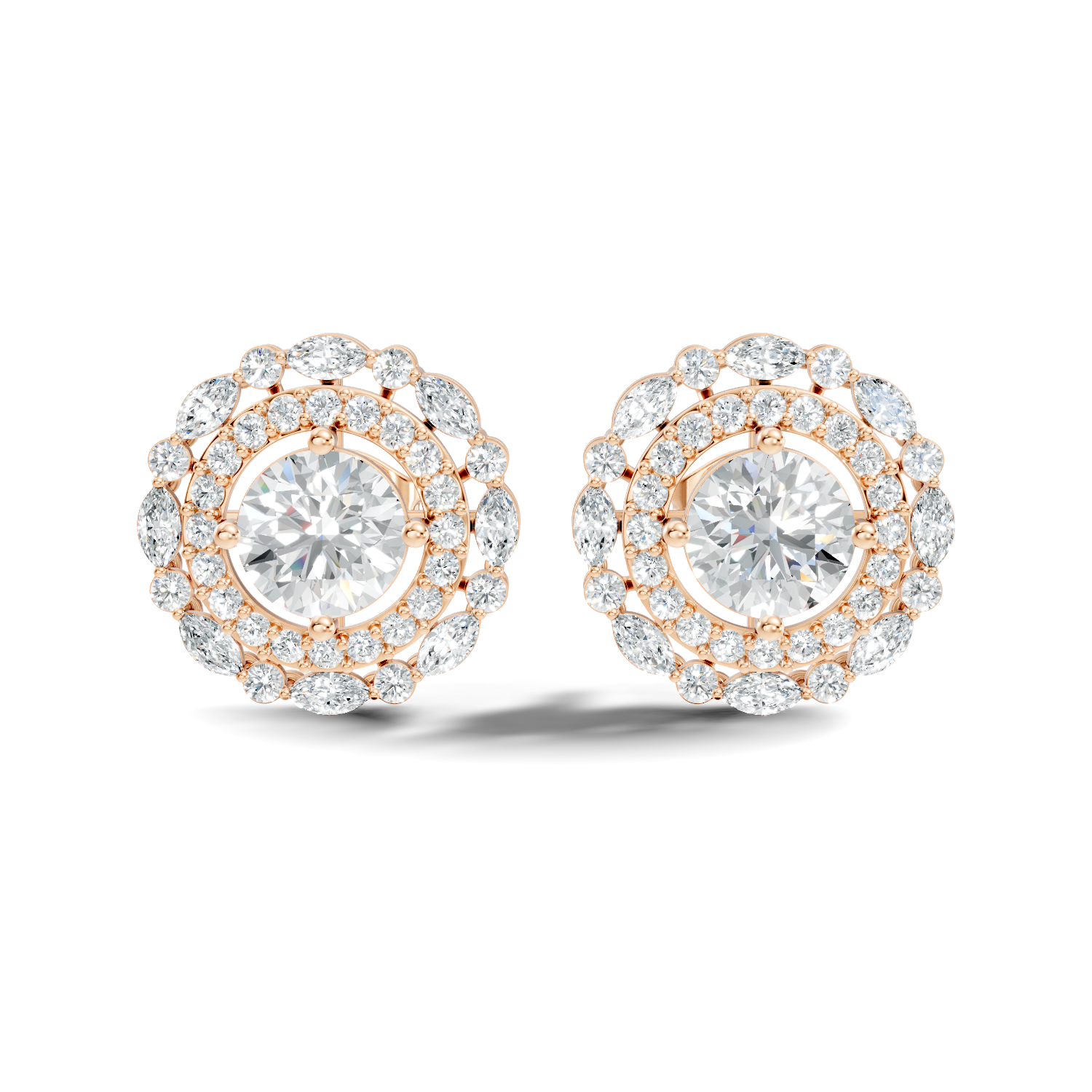 Solitaire & Double Halo Marquise Diamond Stud