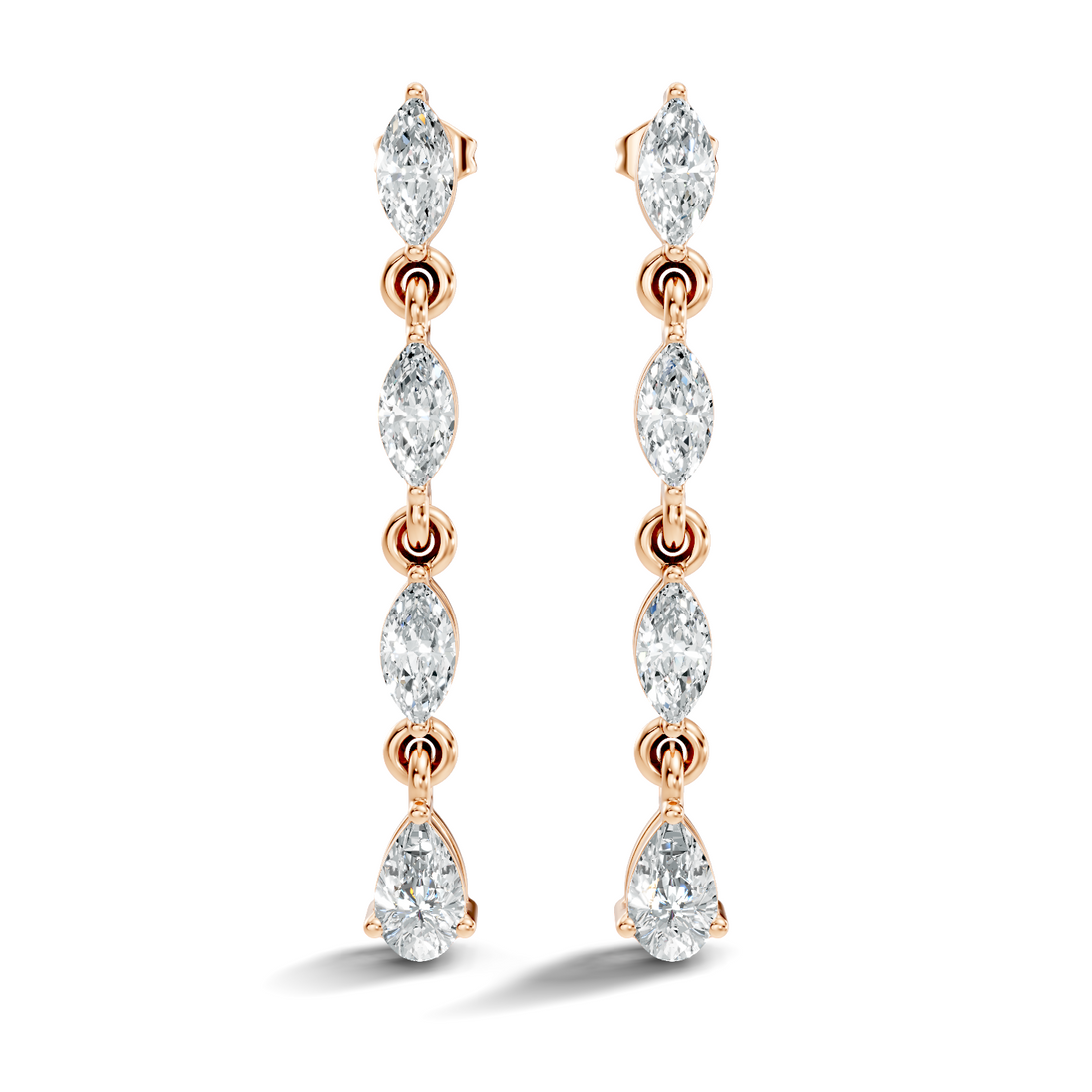 Marquise & Pear Diamond Linear Articulated Drop Earrings