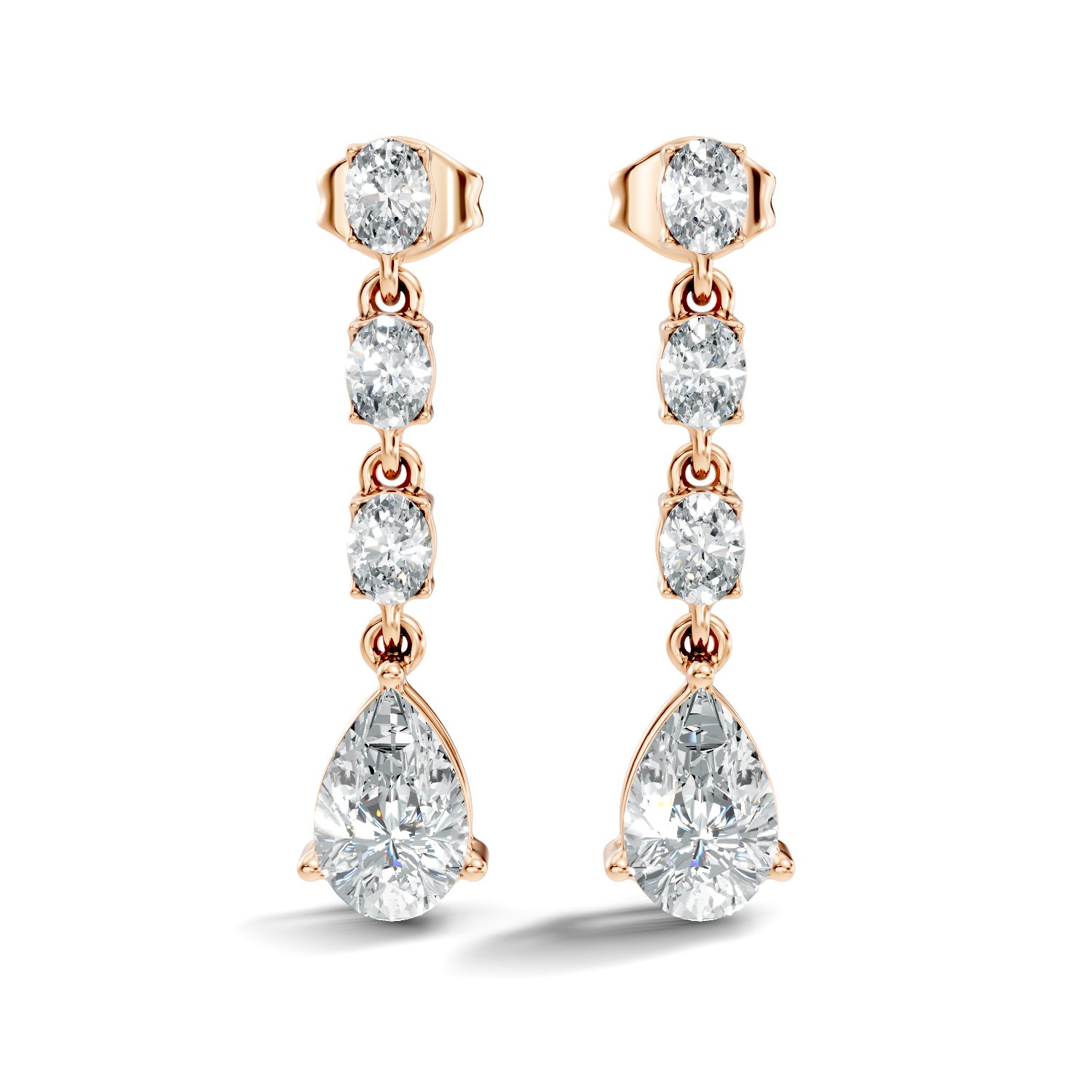 Linear Pear-Cut Diamond Drop Earrings