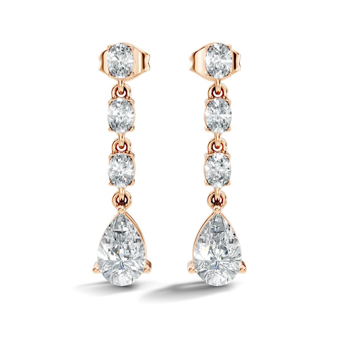 Linear Pear-Cut Diamond Drop Earrings