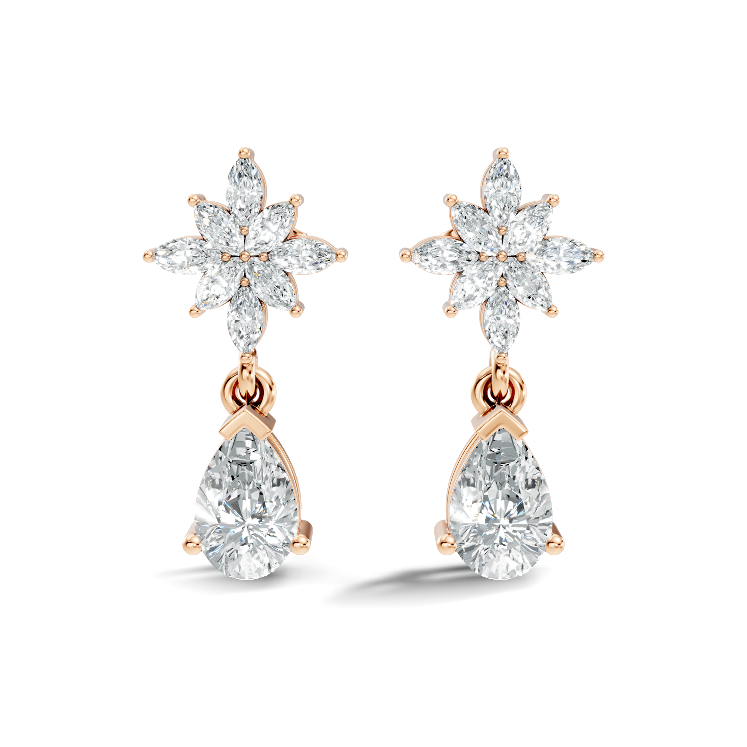 Floral Starburst Marquise & Pear Drop Earrings