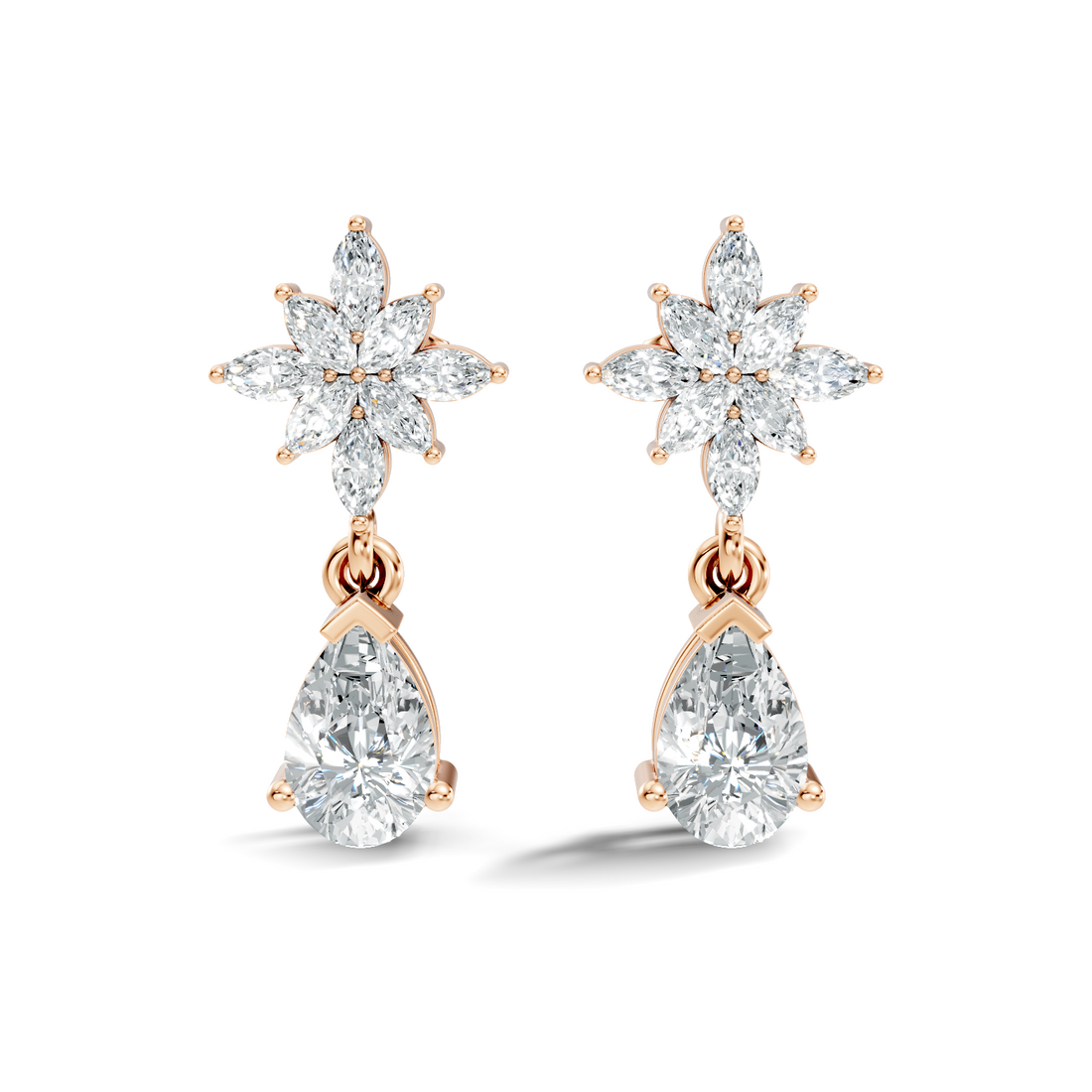 Floral Starburst Marquise & Pear Drop Earrings