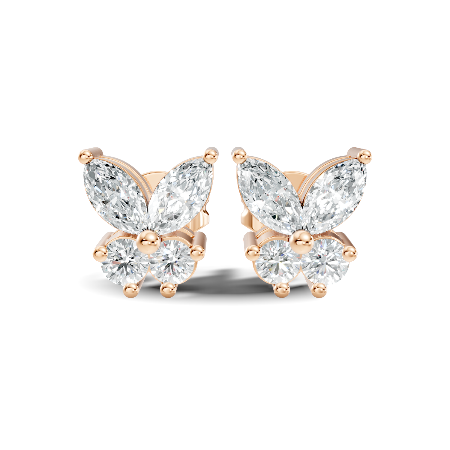 Marquise & Round Diamond Butterfly Stud