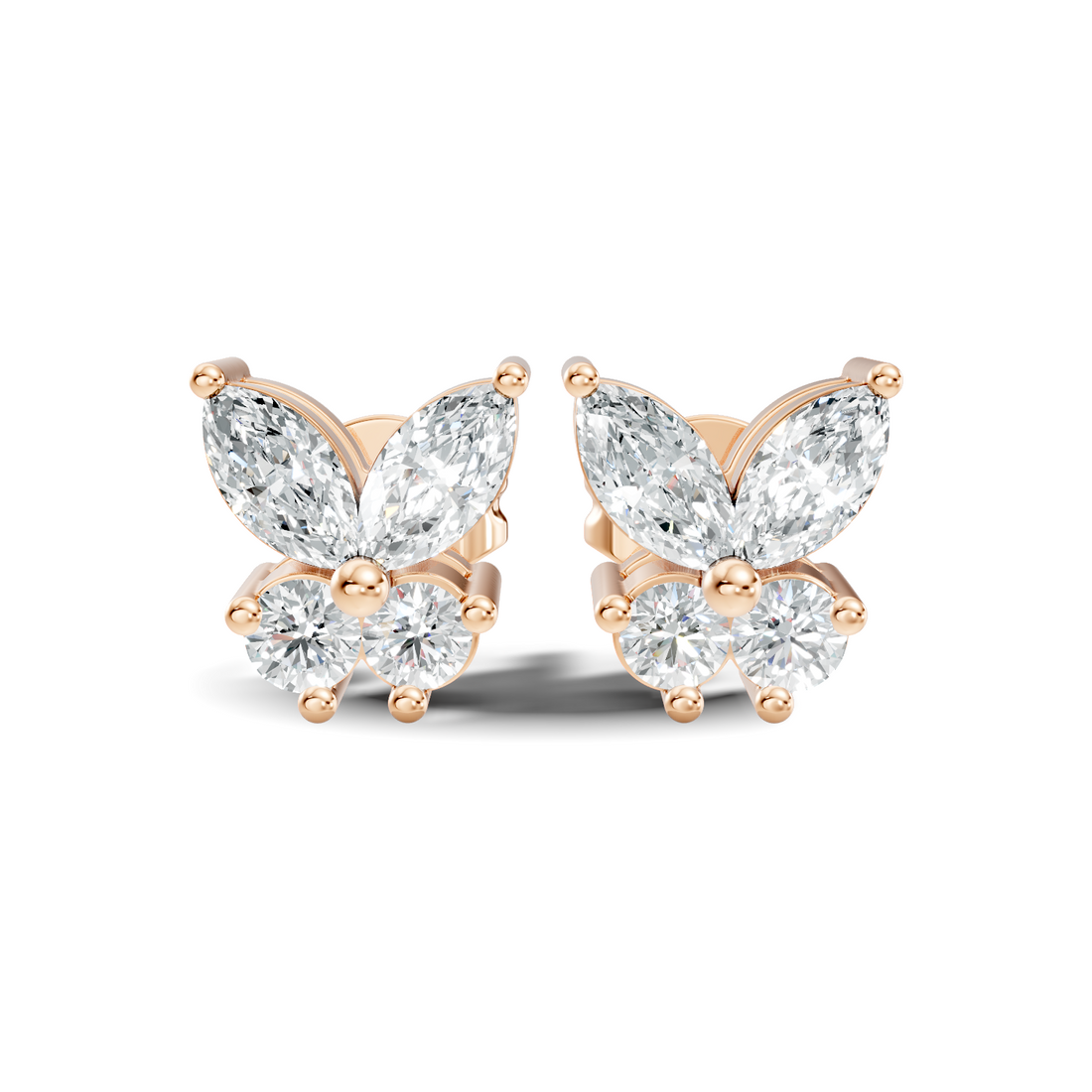 Marquise & Round Diamond Butterfly Stud