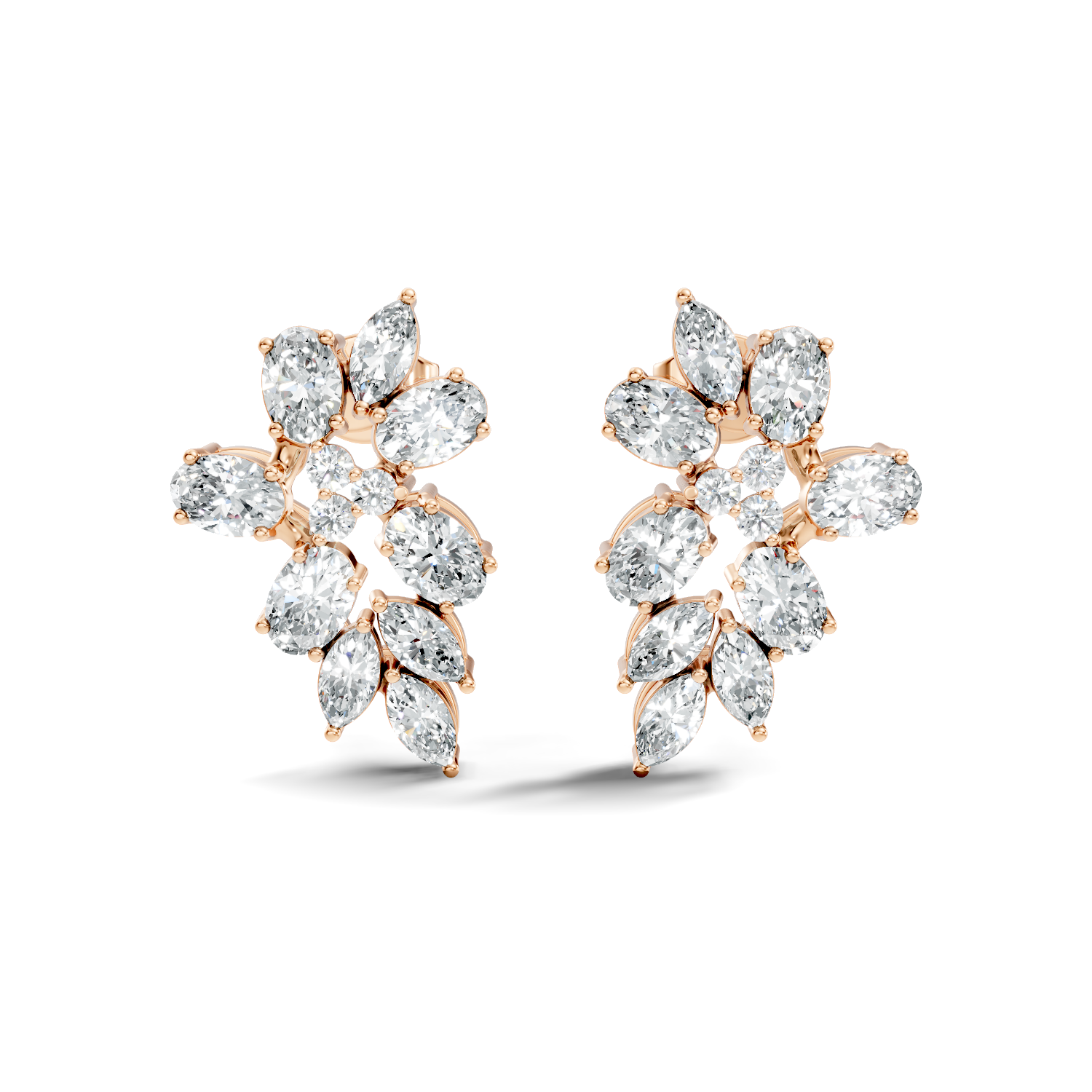 Mixed-Cut Floral Cluster Stud