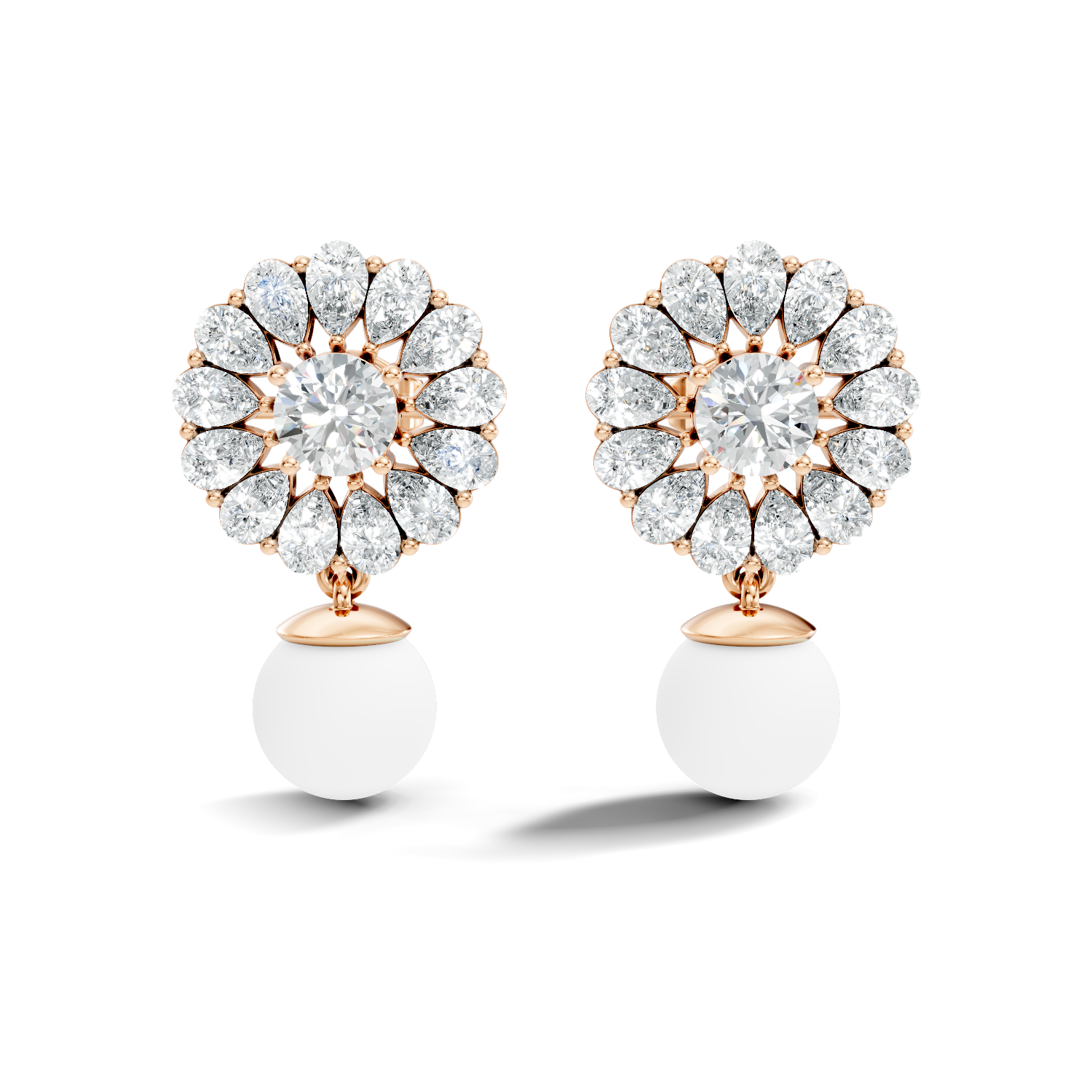 Blooming Sunflower Pearl Drop Earrings