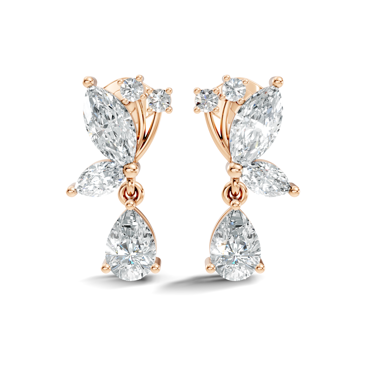 Marquise Floral Branch Pear Drop Earrings