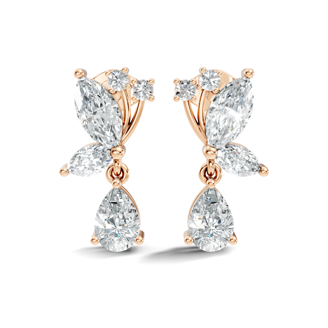 Marquise Floral Branch Pear Drop Earrings