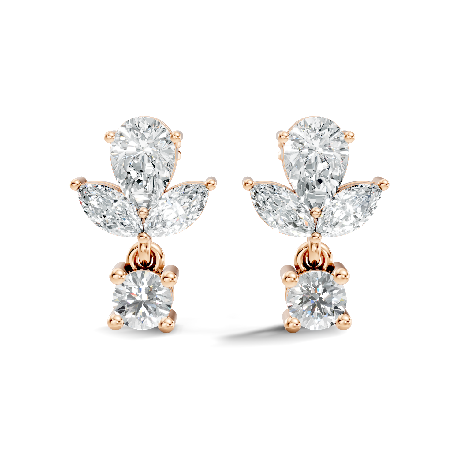 Elegant Botanical Marquise & Pear Diamond Drop