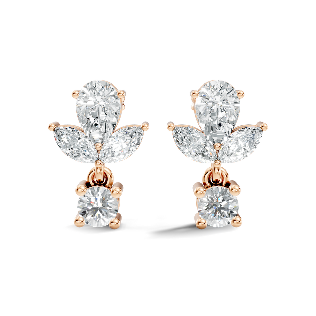 Elegant Botanical Marquise & Pear Diamond Drop