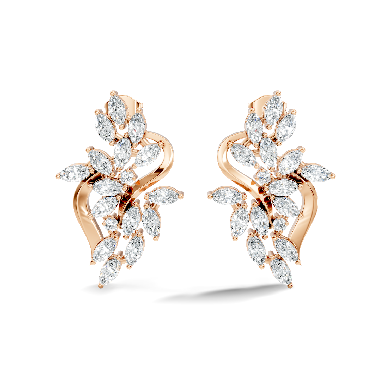 Marquise & Round Diamond Swirl Earrings