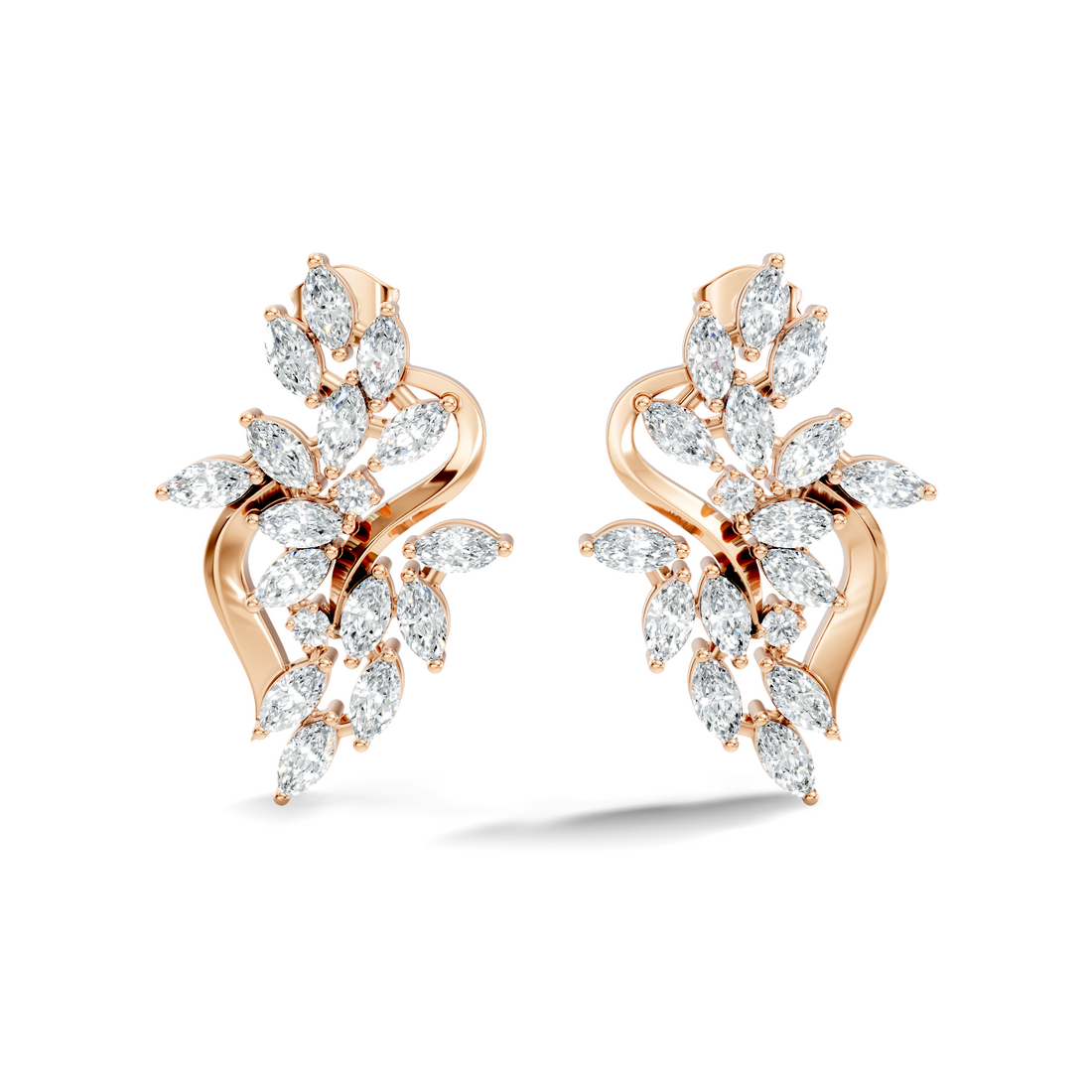 Marquise & Round Diamond Swirl Earrings