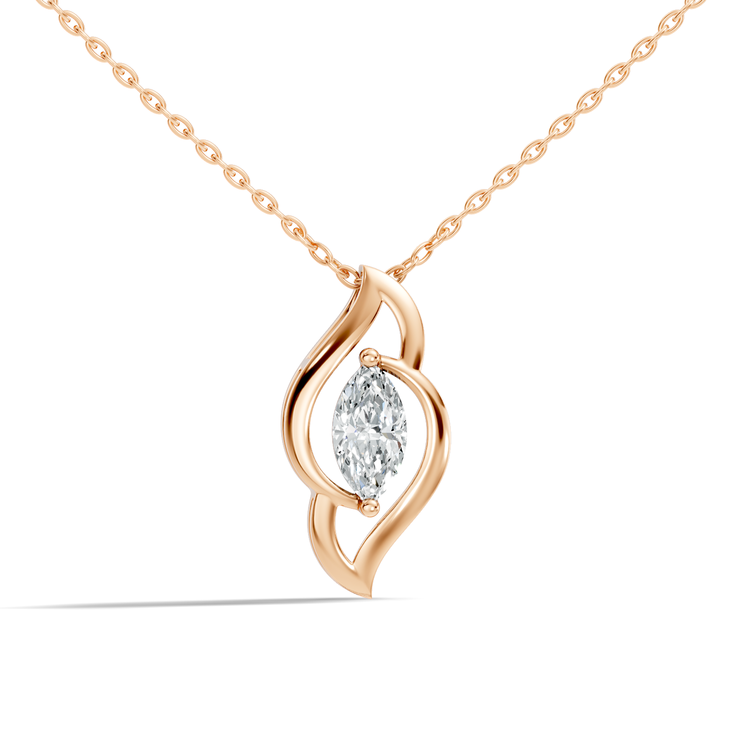 44 Pointer Swirl Frame Marquise Cut Solitaire Diamond Pendant