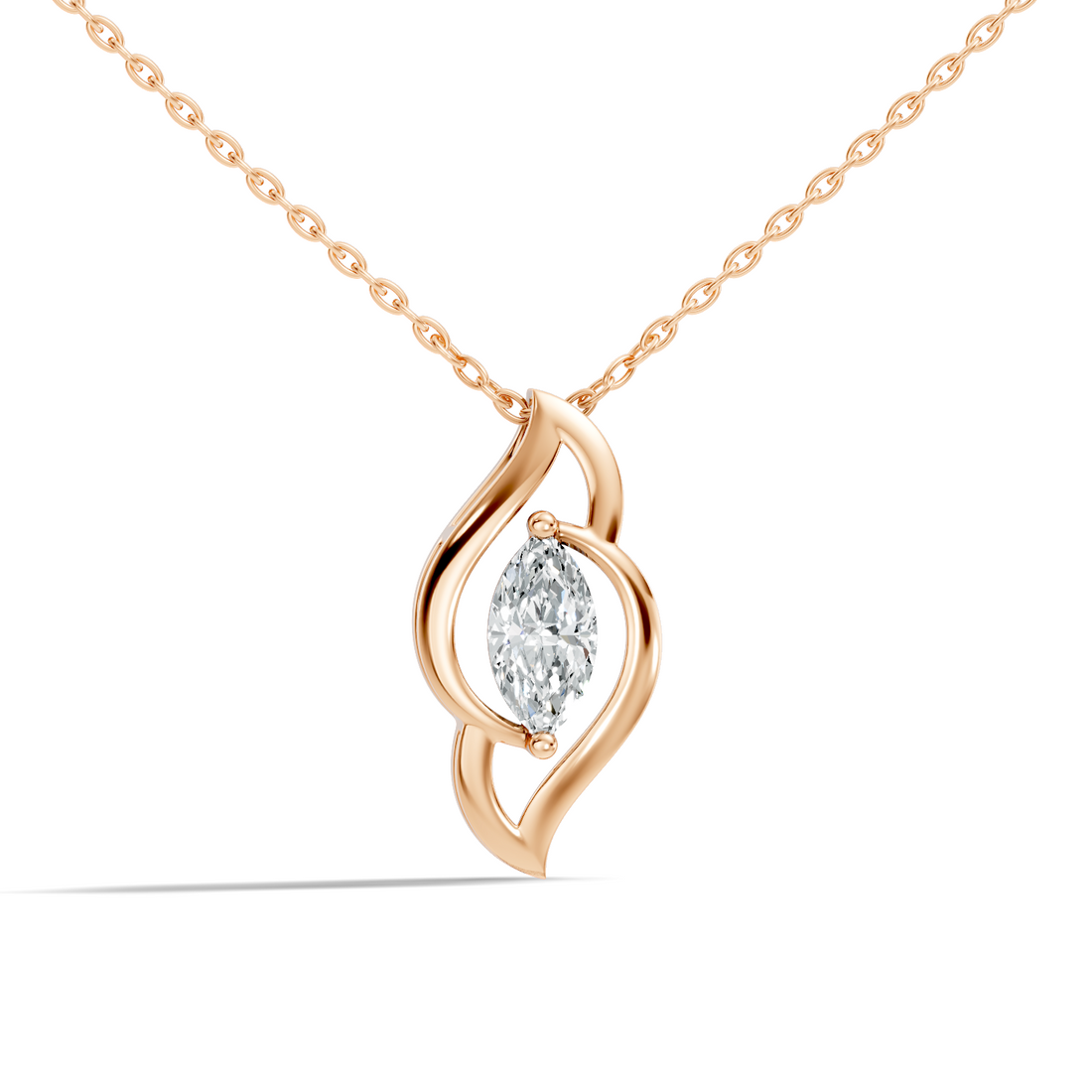 44 Pointer Swirl Frame Marquise Cut Solitaire Diamond Pendant