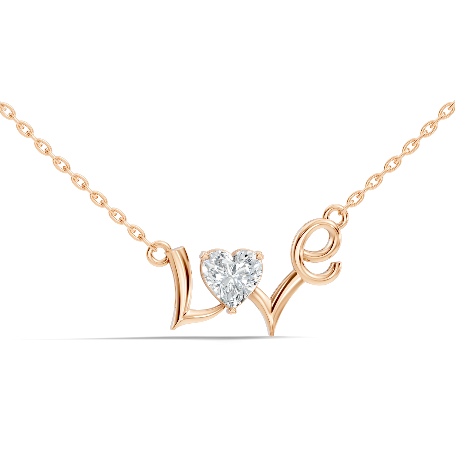 Heart Cut Diamond Script "Love" Pendant (0.44 TCW)