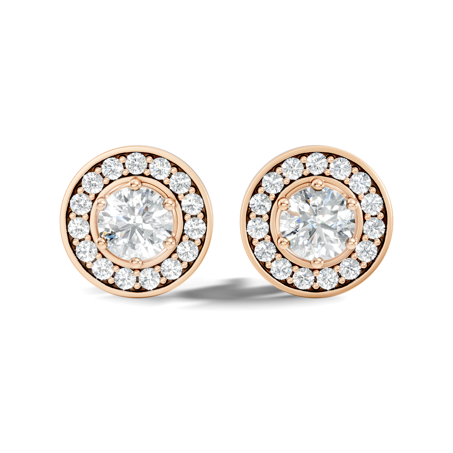 Round Solitaire Halo Stud