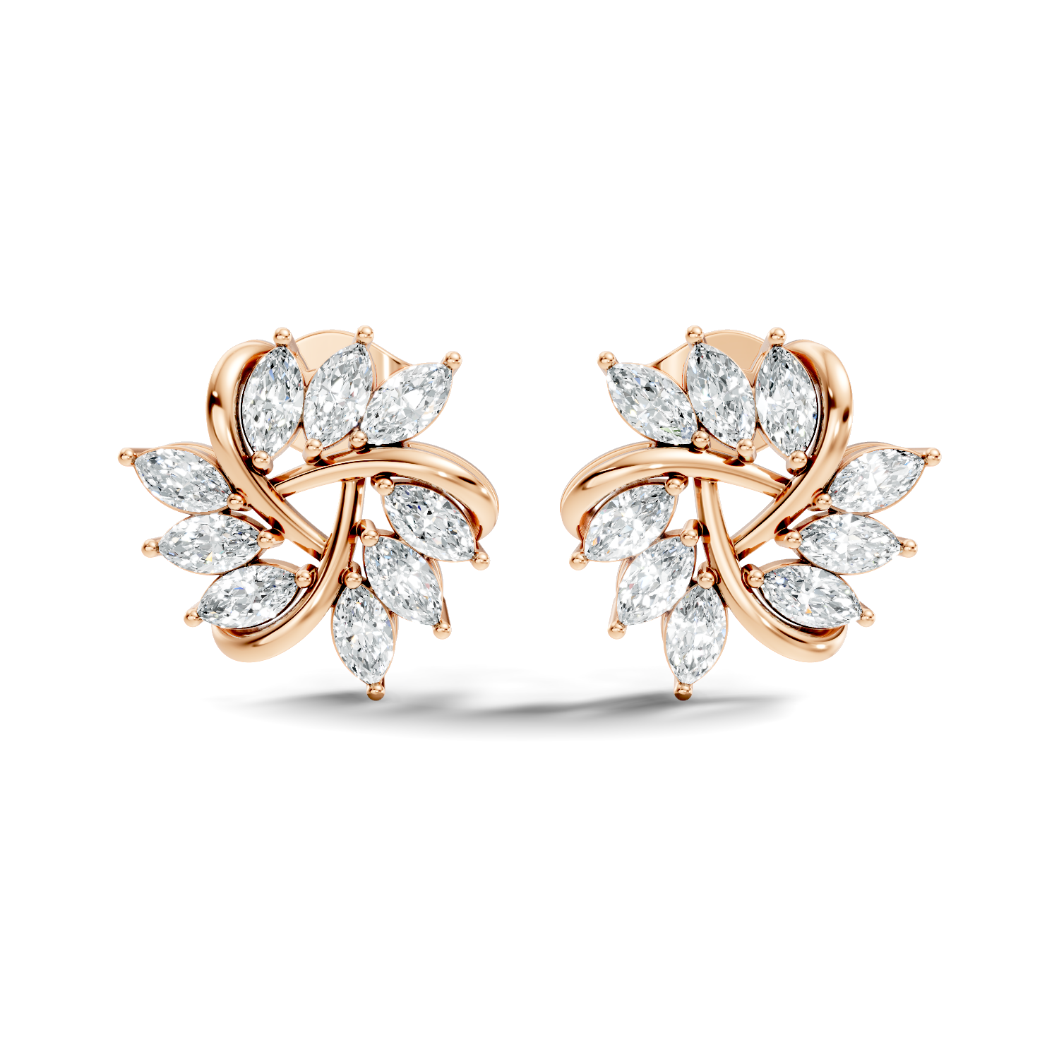 Marquise Cut Diamond Whirlwind Starburst Stud