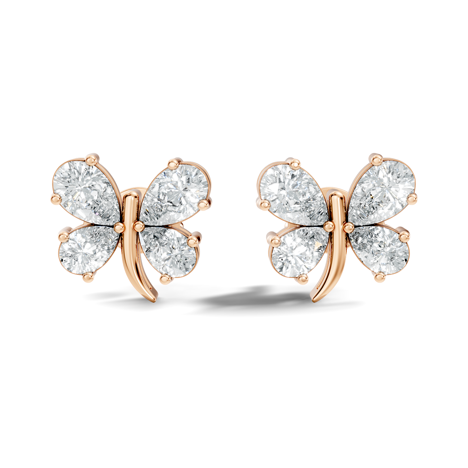 Pear Cut  Butterfly Diamond Stud