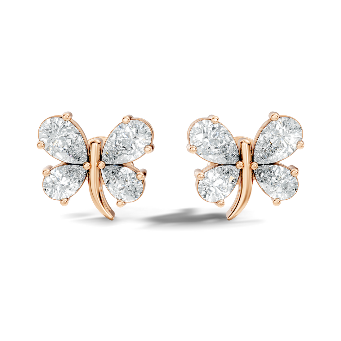 Pear Cut  Butterfly Diamond Stud