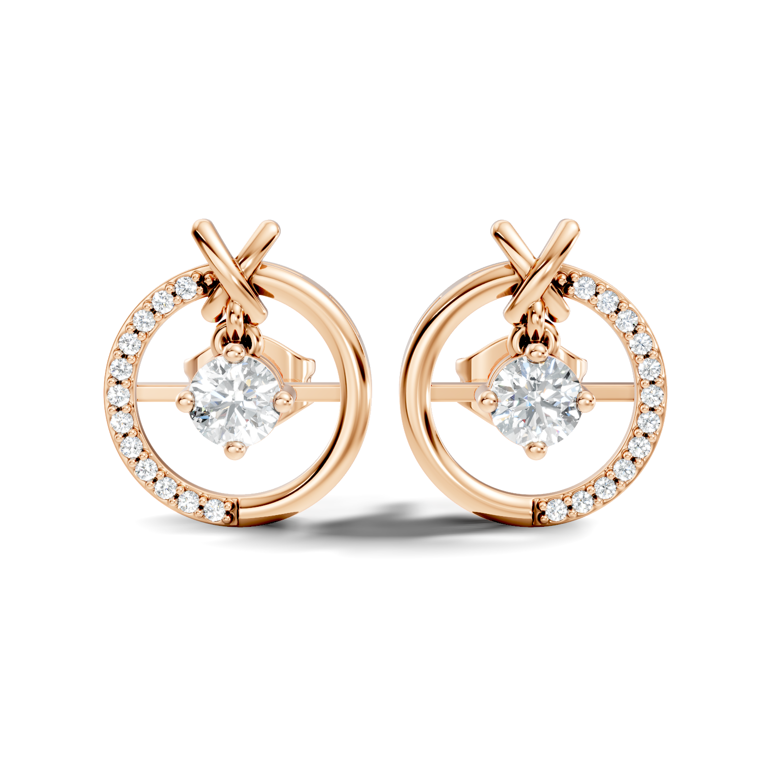Open Circle Solitaire & Pave Diamond Stud