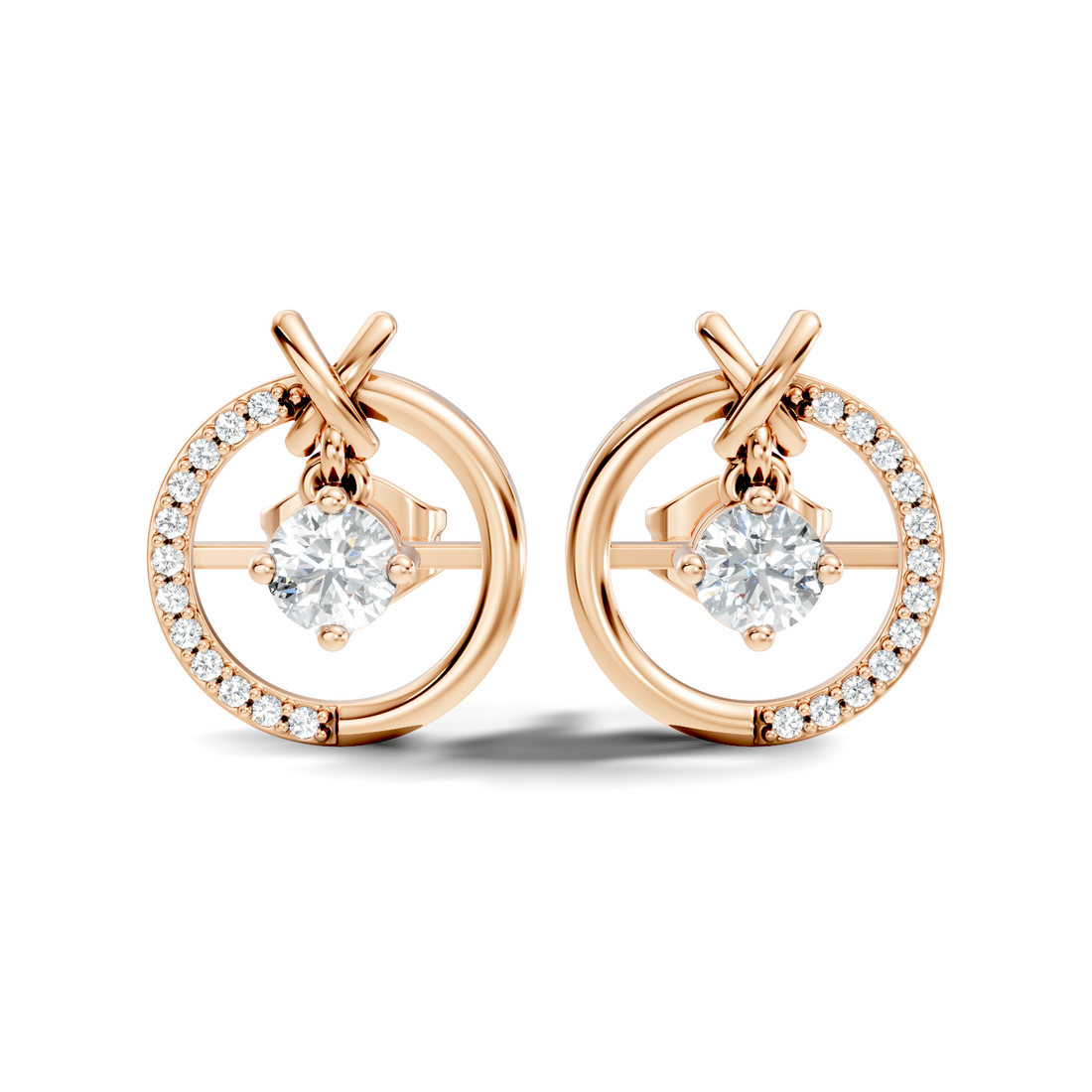 Open Circle Solitaire & Pave Diamond Stud