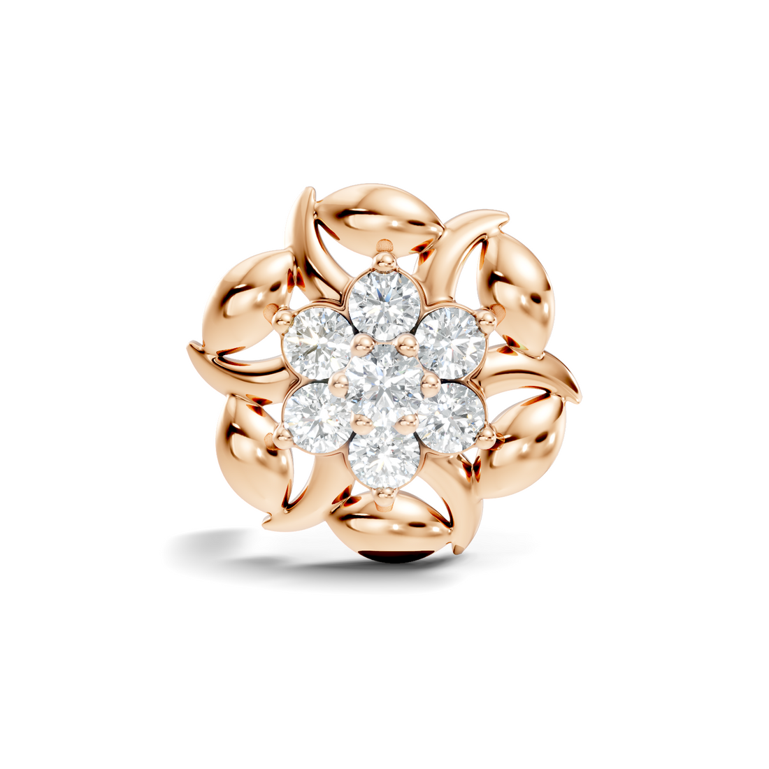 Swirl Petal Cluster Diamond Nose Pin