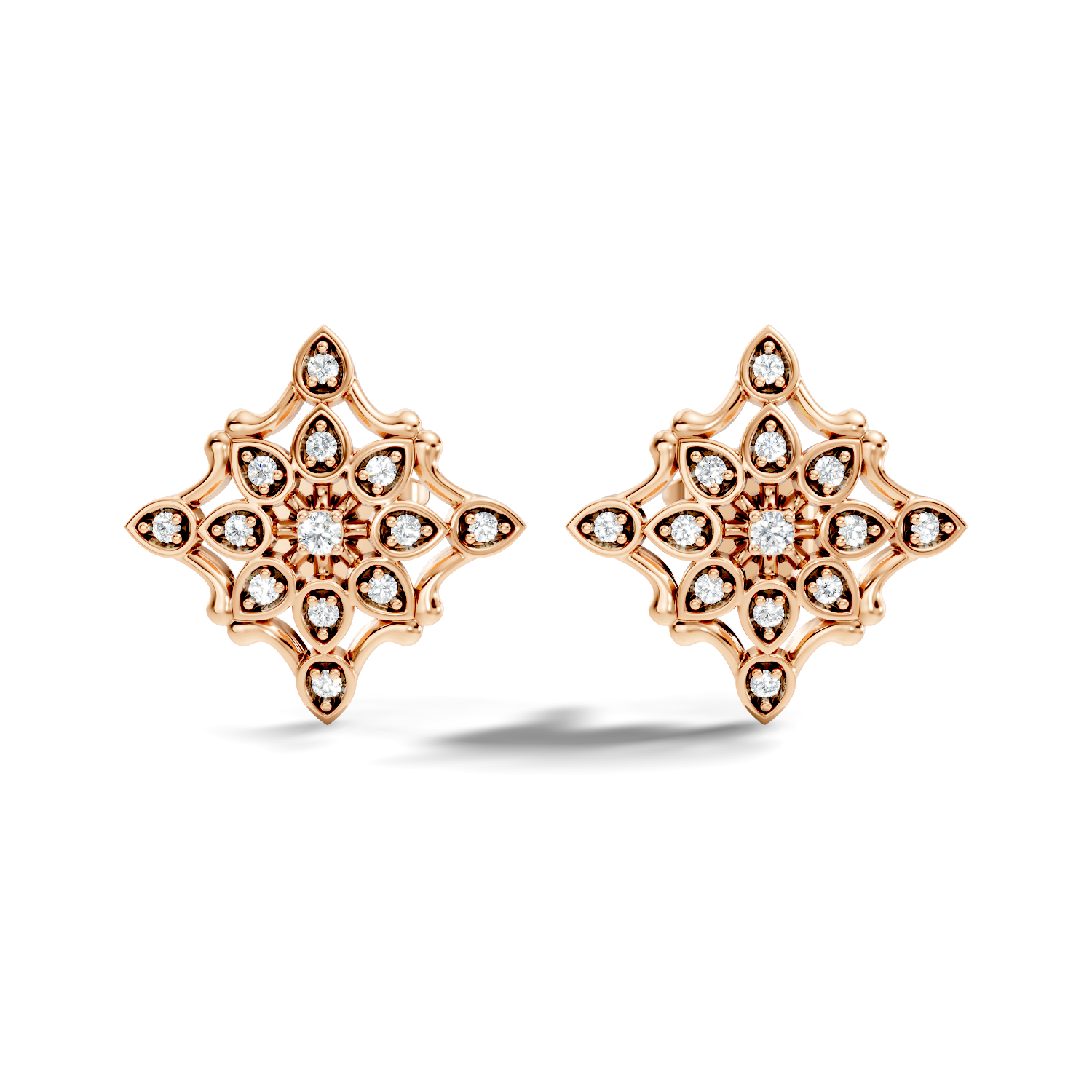 Round Diamond Openwork Geometric Star Motif Stud